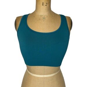 Athleta Turquoise Ribbed Crisscross Sportsbra Size S